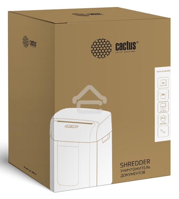 Шредер Cactus CS-SH-15-30-2X15 (секр.P-5)/фрагменты/15лист./30лтр./скобы