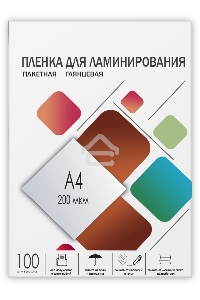 Пленка для ламинирования A4, 216х303 (200 мкм) глянцевая 100шт, ГЕЛЕОС [LPA4-200]
