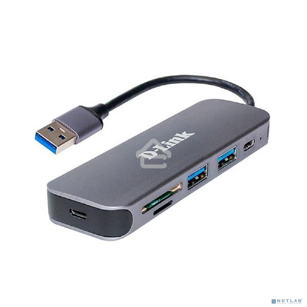 Концентратор D-Link DUB-1325/A2A с 2 портами USB 3.0, 1 портом USB Type-C, слотами для карт SD и microSD и разъемом USB 3.0