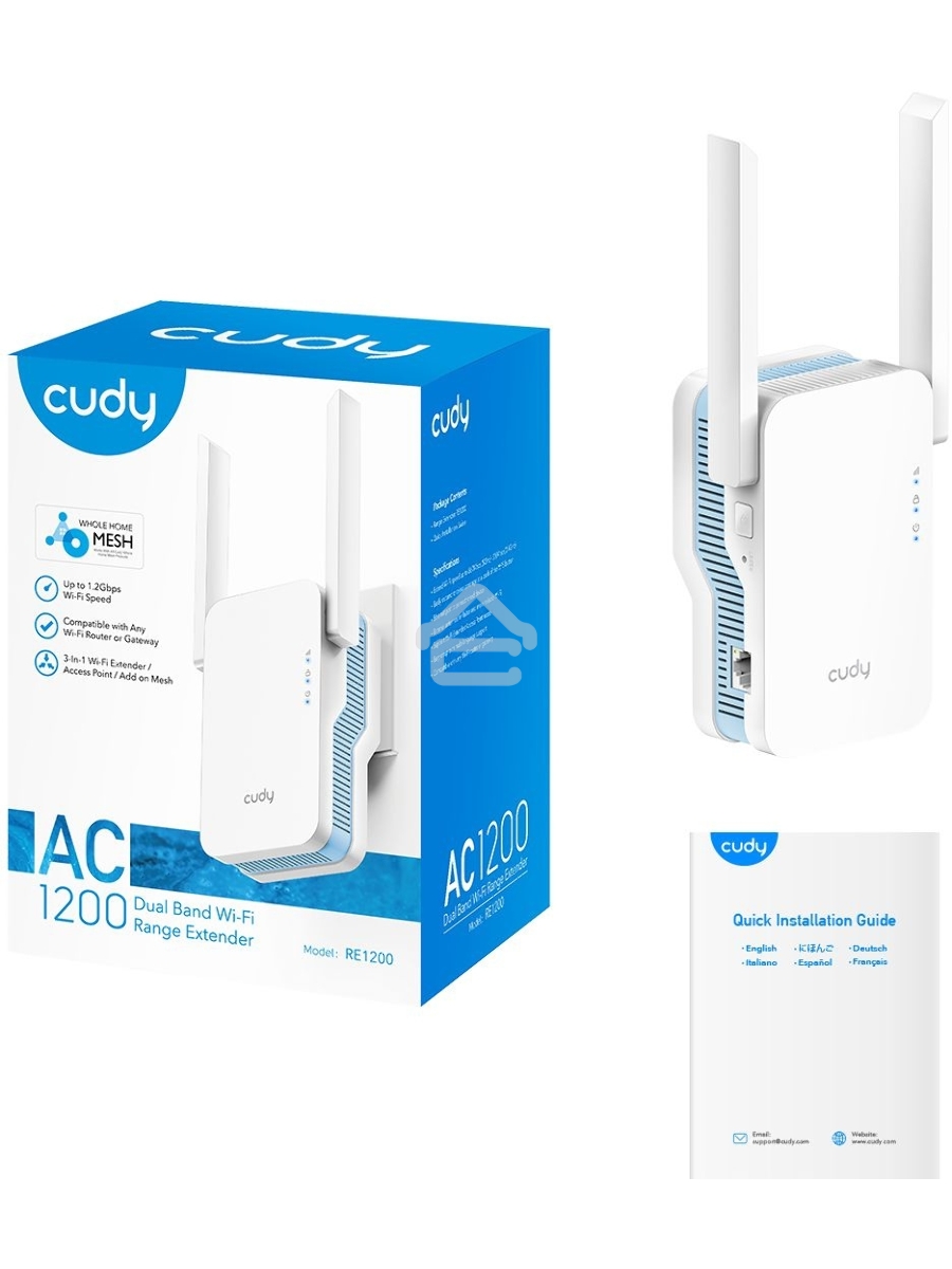 Повторитель беспроводного сигнала Cudy RE1200 AC1200 10/100BASE-TX/Wi-Fi белый