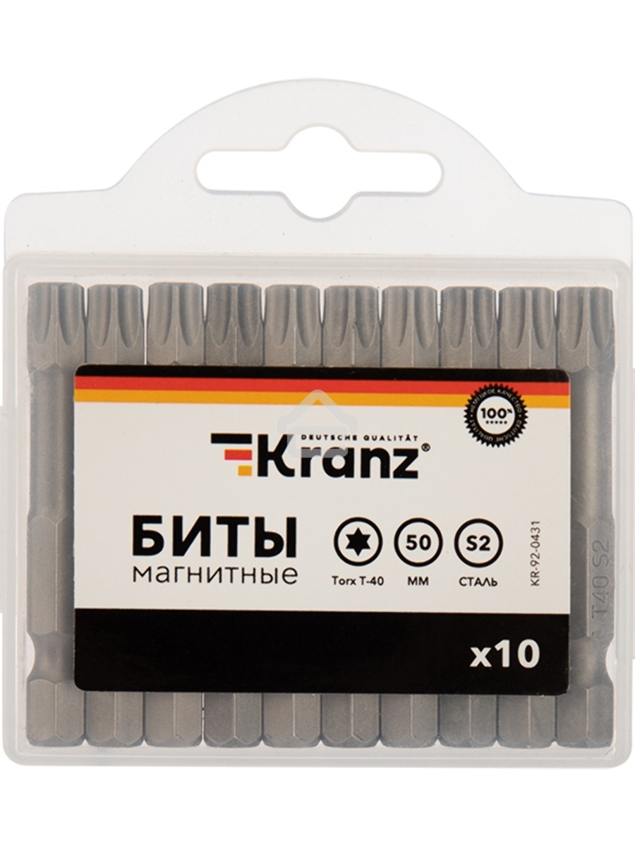 Бита Torx T-40х50 мм для шуруповерта (упак. 10 шт.) Kranz