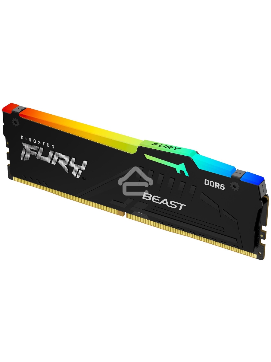 Оперативная память Kingston Fury Beast, DDR5, 8GB (1x8GB), 5600MHz, CL40, DIMM, с радиатором, RGB, черный