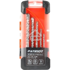 Набор сверл по бетону PATRIOT, 5 шт: 4x75 мм, 5x85мм, 6x100 мм, 8x120 мм, 10x120 мм, в боксе
