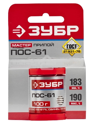 Припой ЗУБР 55450-100-20  ПОС 61 проволока 100г 2мм