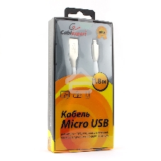 Кабель USB2.0 Cablexpert CC-G-mUSB01W-1.8M, AM/microB, серия Gold, 1.8м, белый, блистер