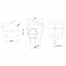 Выключатель клавишный Rexant круглый 250V 6А (3c) ON-OFF зеленый с подсветкой ВЛАГОЗАЩИТА