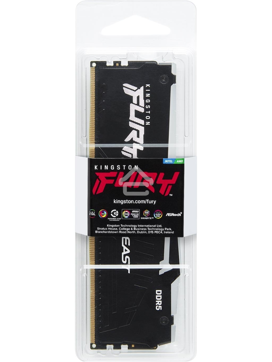 Оперативная память Kingston Fury Beast, DDR5, 8GB (1x8GB), 5600MHz, CL40, DIMM, с радиатором, RGB, черный