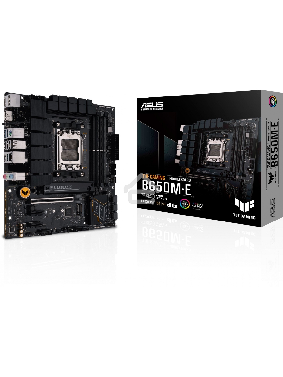 Материнская плата ASUS TUF GAMING B650M-E, AM5, AMD B650, 4xDDR5, 4xSATA, 2xM.2, 1xPCIe 4.0 x16, 2xPCIe x1, 2xDP, 1xHDMI, 1x 2.5Gb LAN, 1xUSB-A 3.2 Gen 2, 2xUSB-A 3.2 Gen 1, 4xUSB 2.0, 1xUSB-C 3.2 Gen 2, 3x3.5 мм, 7.1, mATX