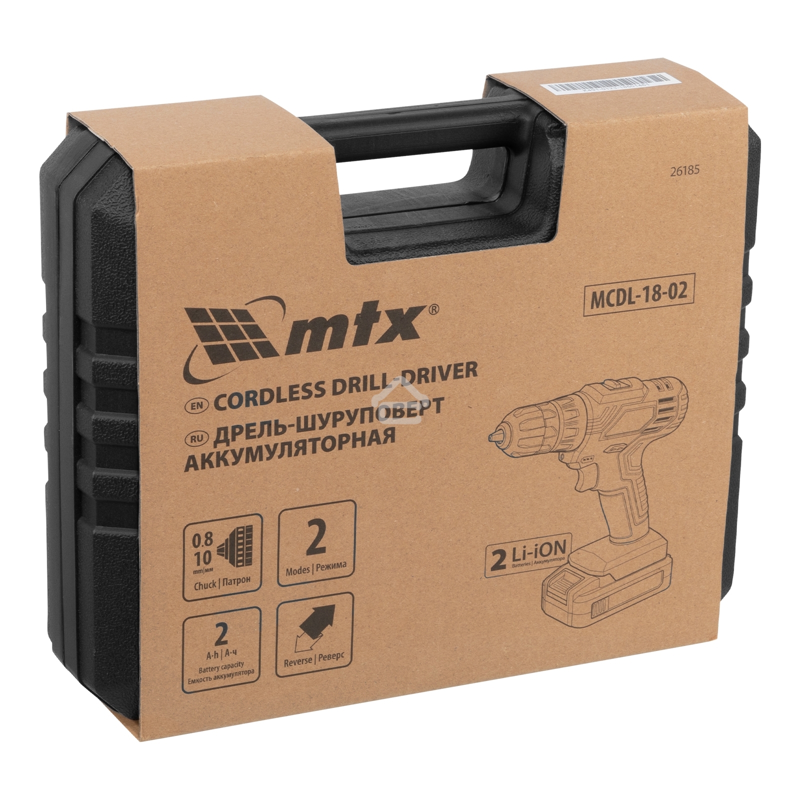 Дрель-шуруповерт аккумуляторная MTX MCDL-18-02, Аккумуляторная, 18В, 2 АКБ, Кейс