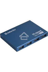 Разветвитель Defender  SEPTIMA SLIM USB2.0 - 7 портов, + блок питания DC 5В...2А, + кабель USB 2.0 A(M) - MiniB (M) - 1м