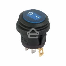 Выключатель клавишный Rexant круглый 250V 6А (3c) ON-OFF синий с подсветкой ВЛАГОЗАЩИТА