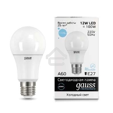 Лампа светодиодная LED Gauss Elementary A60 12Вт E27 6500К