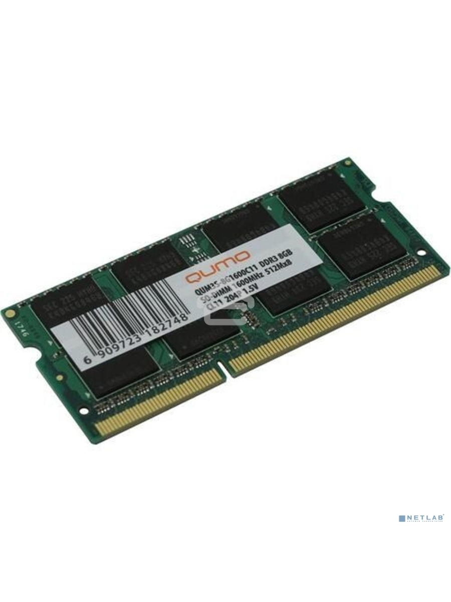 Оперативная память QUMO, DDR3, 8GB (1x8GB), 1600MHz, CL11, SO-DIMM