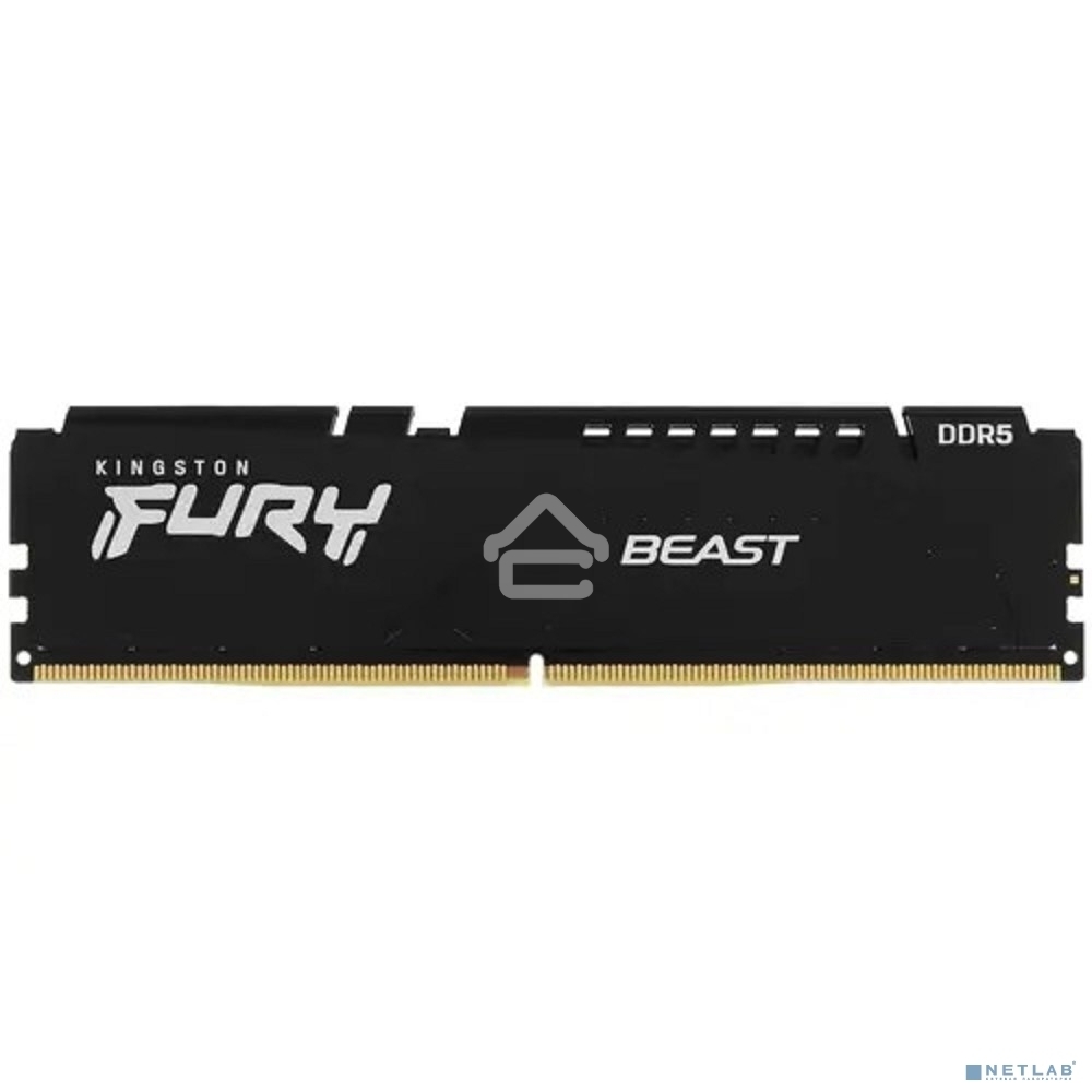 Оперативная память Kingston Fury Beast, DDR5, 32GB (1x32GB), 5200MHz, CL40, DIMM, радиатор, черный