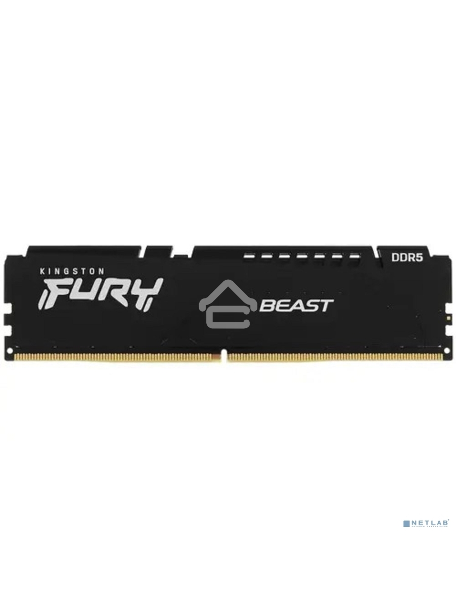 Оперативная память Kingston Fury Beast, DDR5, 32GB (1x32GB), 5200MHz, CL40, DIMM, радиатор, чёрный