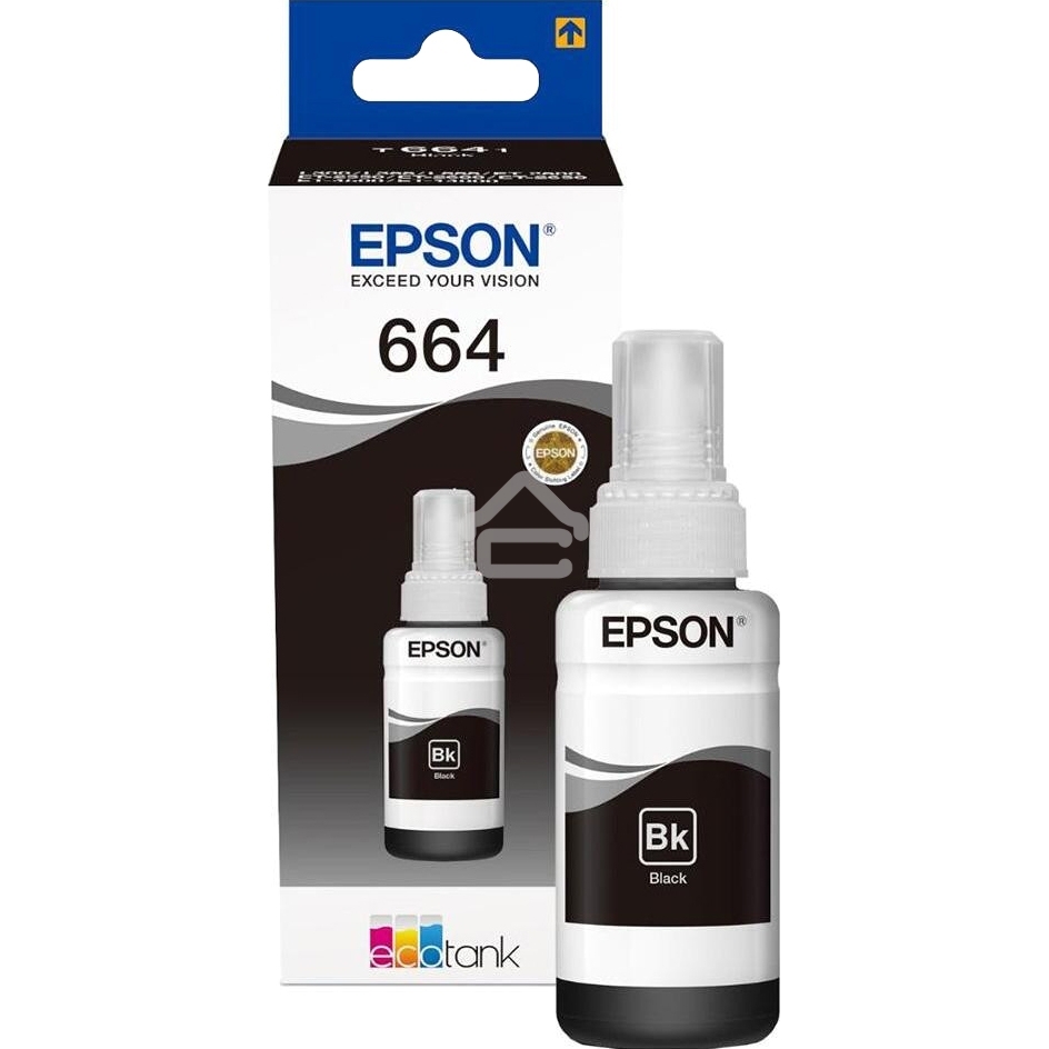 Чернила Epson T6641 (C13T66414A) черный (70 мл.) для L100/L110/L120/L132/ L200/L210/L222/ L300/L312/L350/L355/L362/L366/ L456/L550/L555/L1300