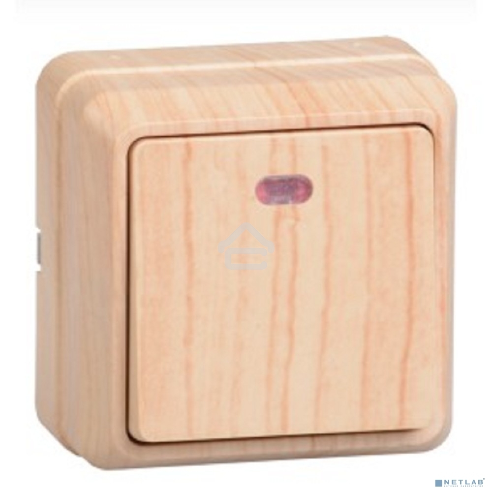 Выключатель 1-кл. ОП ОКТАВА 10А IP20 с индик. сосна ИЭК EVO11-K03-10-DC