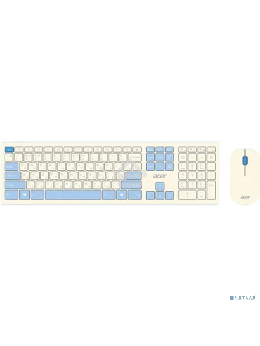 Клавиатура + мышь Acer OCC205 беспроводной USB, 1200 dpi, белый/голубой