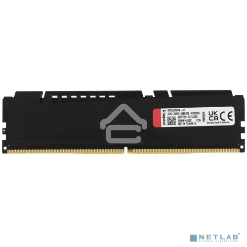 Оперативная память Kingston Fury Beast, DDR5, 32GB (1x32GB), 5200MHz, CL40, DIMM, радиатор, черный