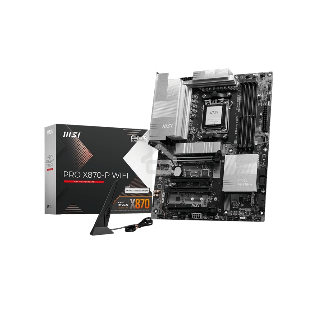Материнская плата MSI PRO X870-P WIFI, AM5, AMD X870, 4xDDR5, 4xSATA, 3xM.2, 1xPCI-E 5.0 x16, 1xPCI-E 4.0 x16, 2xPCI-E 3.0 x1, 1xHDMI, 1xUSB-C, 1xRJ45 5Gb, 2xUSB-A 3.2 Gen 1, 2xUSB-A 3.2 Gen 2, 4xUSB-A 2.0, 1xUSB-C 3.2 Gen 2x2, 1xUSB4, 3x3.5мм, 7.1, ATX