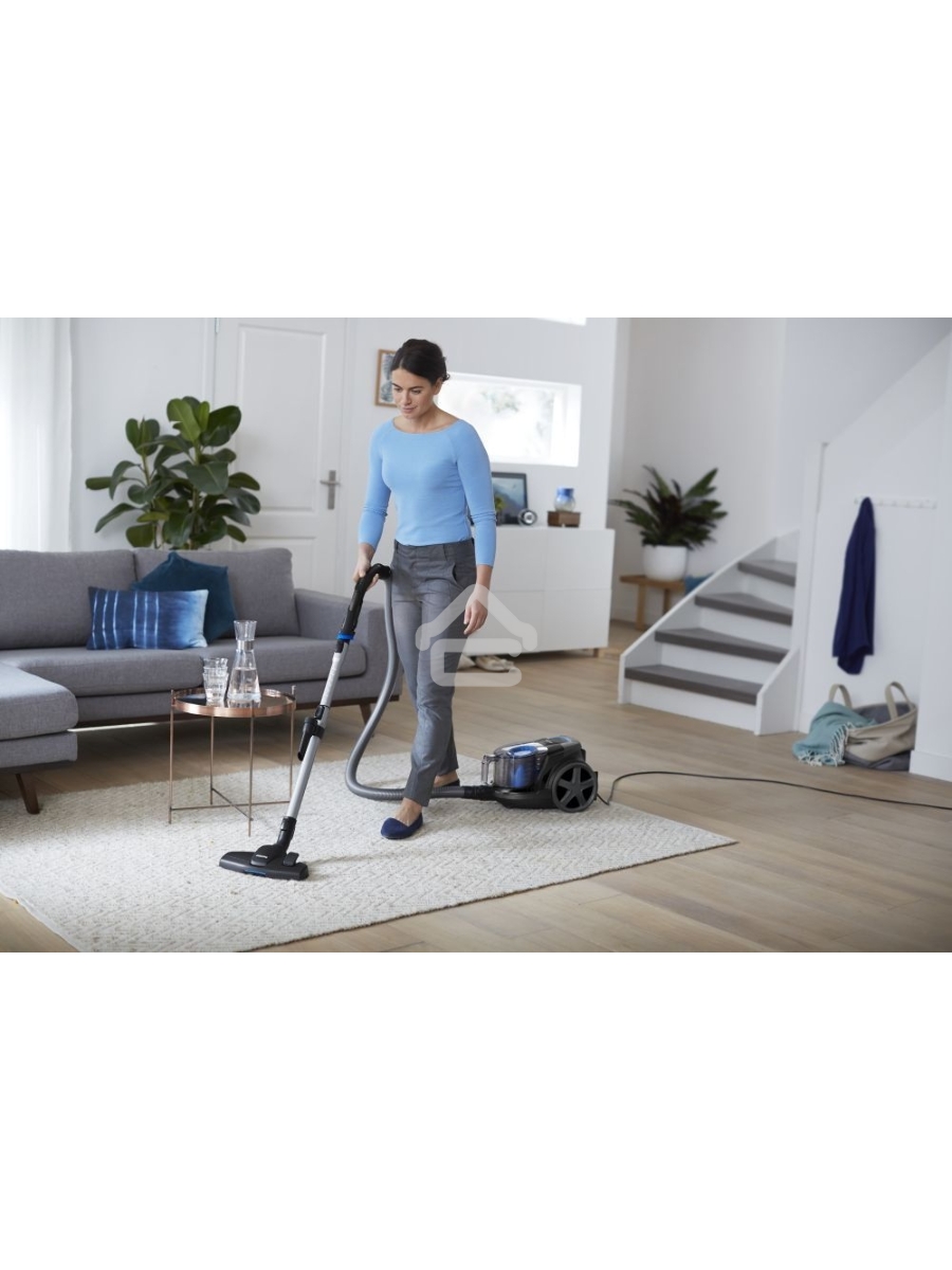 Пылесос Philips PowerPro Compact FC9350/01 черный/синий, 360/1800 Вт, уборка сухая, пылесборник контейнер, 1.5 л