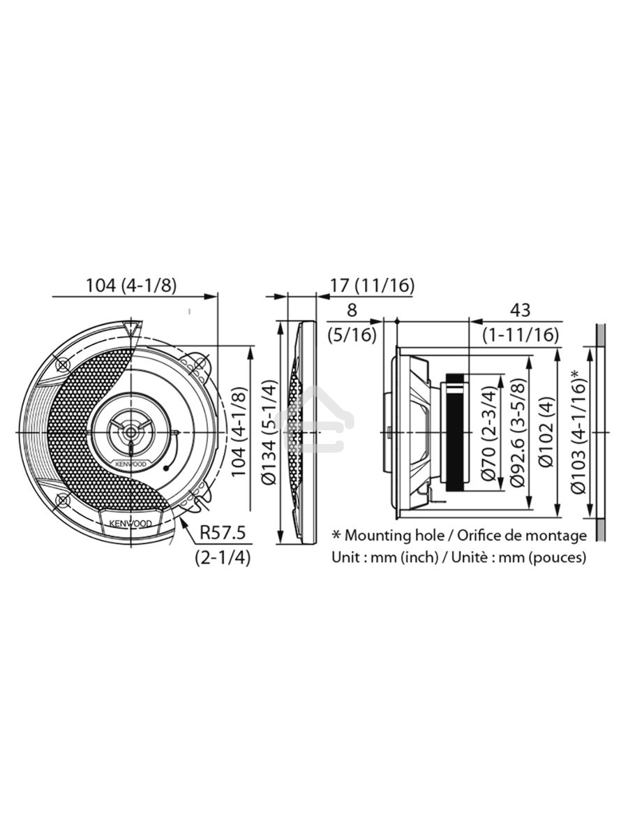 Колонки автомобильные Kenwood KFC-S1066 220Вт