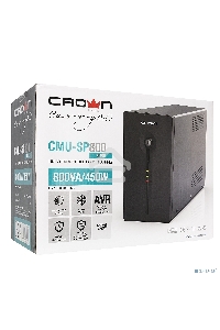Источник бесперебойного питания CROWN ИБП CMU-SP800EURO {800VA, металл,1x12V/9AH, розетки 3*EURO+1*IEC bybas} CM000001492