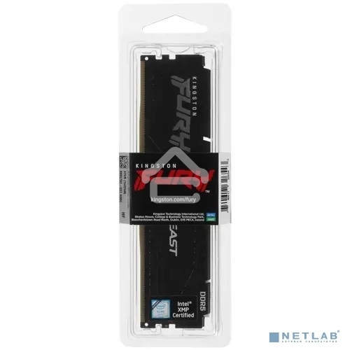 Оперативная память Kingston Fury Beast, DDR5, 32GB (1x32GB), 5200MHz, CL40, DIMM, радиатор, черный