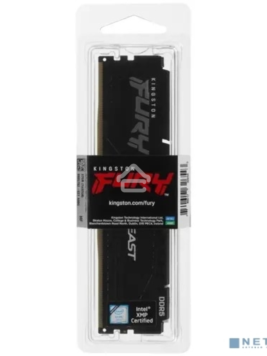 Оперативная память Kingston Fury Beast, DDR5, 32GB (1x32GB), 5200MHz, CL40, DIMM, радиатор, чёрный