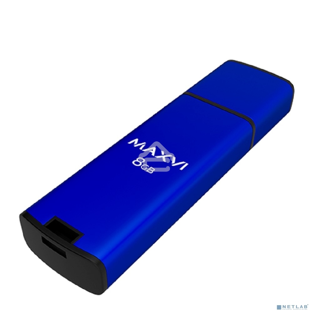 Флешка USB R/W Maxvi MP2 8GB USB 2.0 blue, монолит с колпачком, ABS пластик + металл