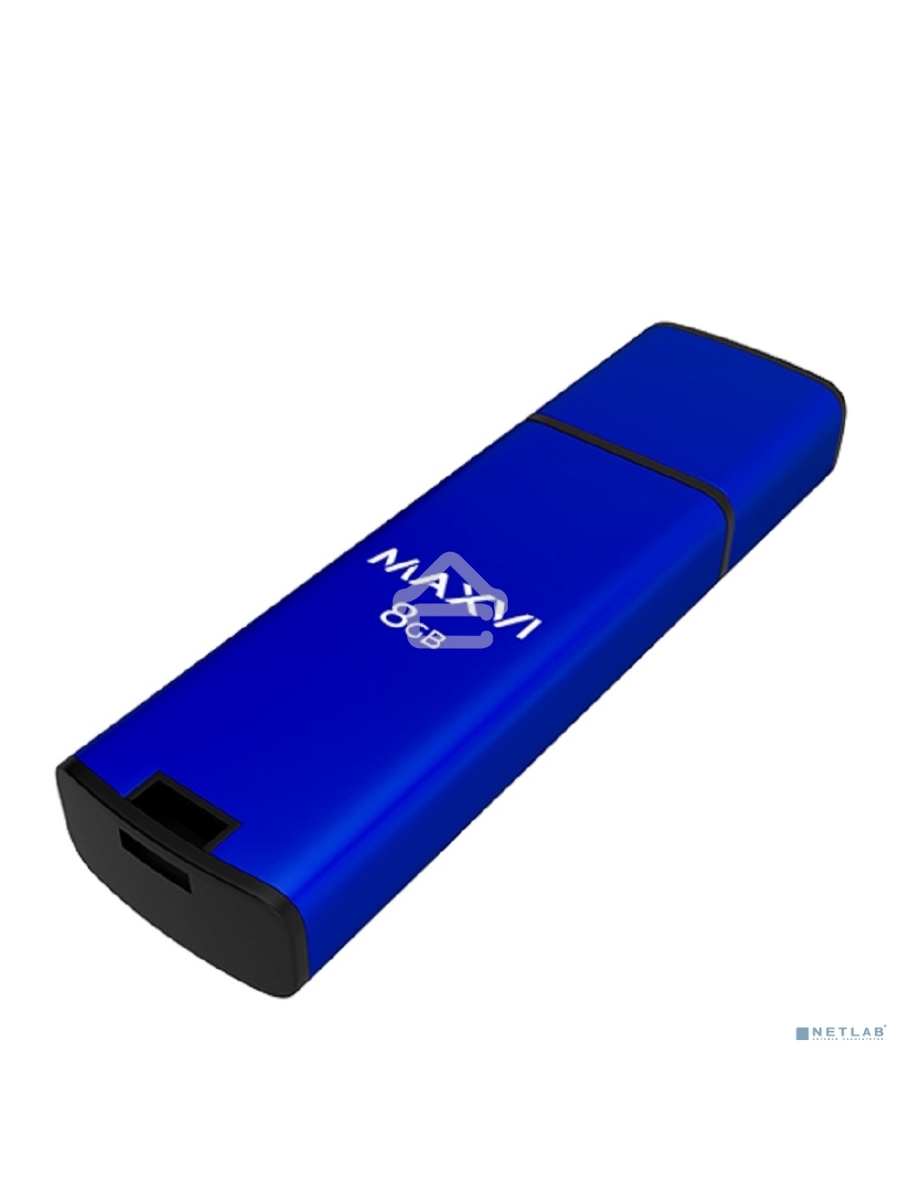 Флеш диск Maxvi MP2 8GB USB 2.0 blue, монолит с колпачком, ABS пластик + металл