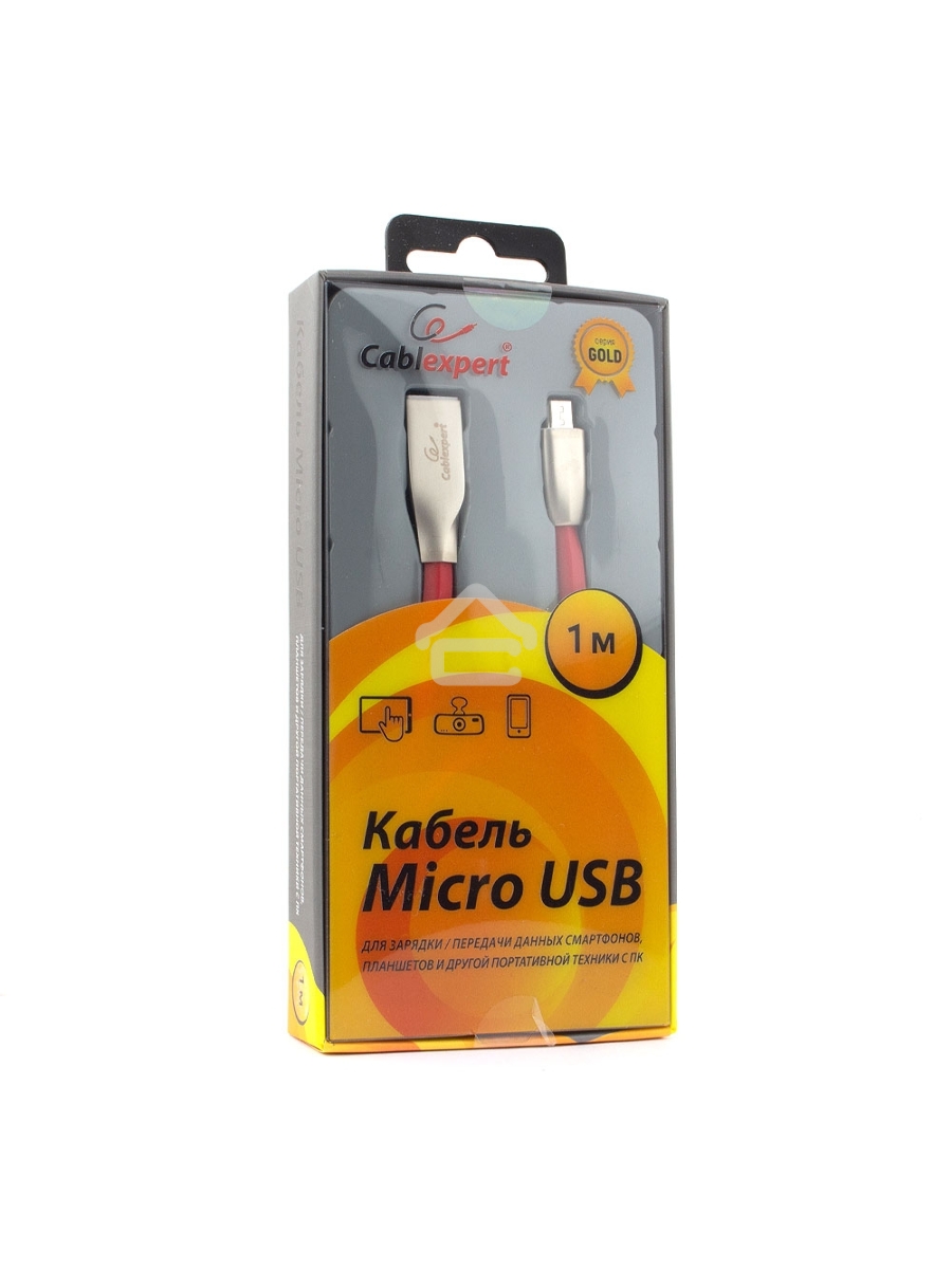 Кабель USB 2.0 Cablexpert CC-G-mUSB01R-1M, AM/microB, серия Gold, длина 1м, красный, блистер