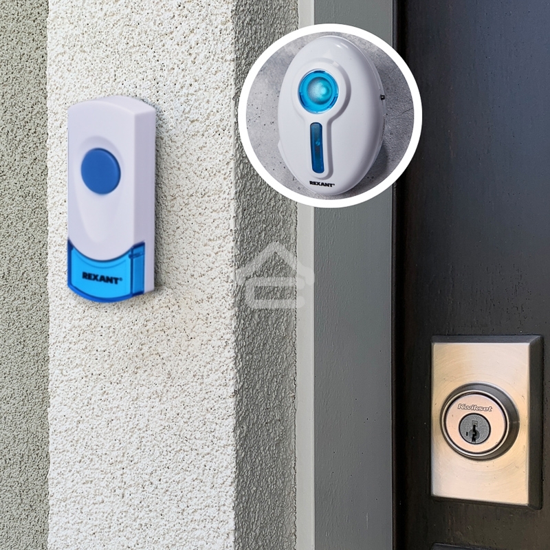 Звонок дверной беспроводной Rexant 220 вольт кнопка IP 44 RX-6