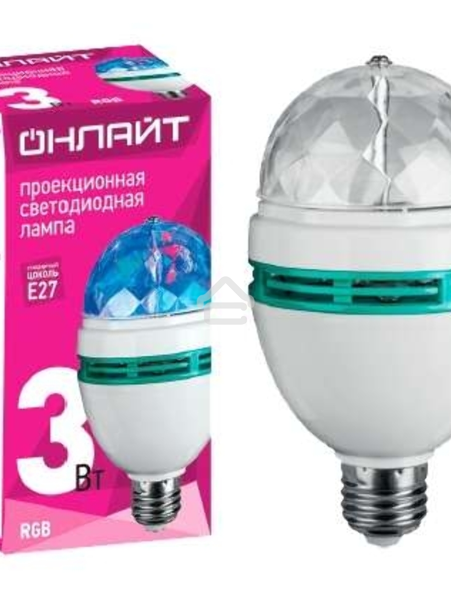 Лампа светодиодная ОНЛАЙТ 61120 OLL-DISCO-3-230-RGB-E27