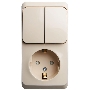БЛОК Schneider-electric BPA16-202K ЭТЮД О/У: РОЗЕТКА с зазем. со шт. + ВЫКЛЮЧАТЕЛЬ 2-клавиш., КРЕМОВЫЙ, Россия