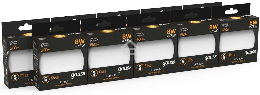 Лампа светодиодная LED Gauss GX53 8Вт 3000К диммируемая