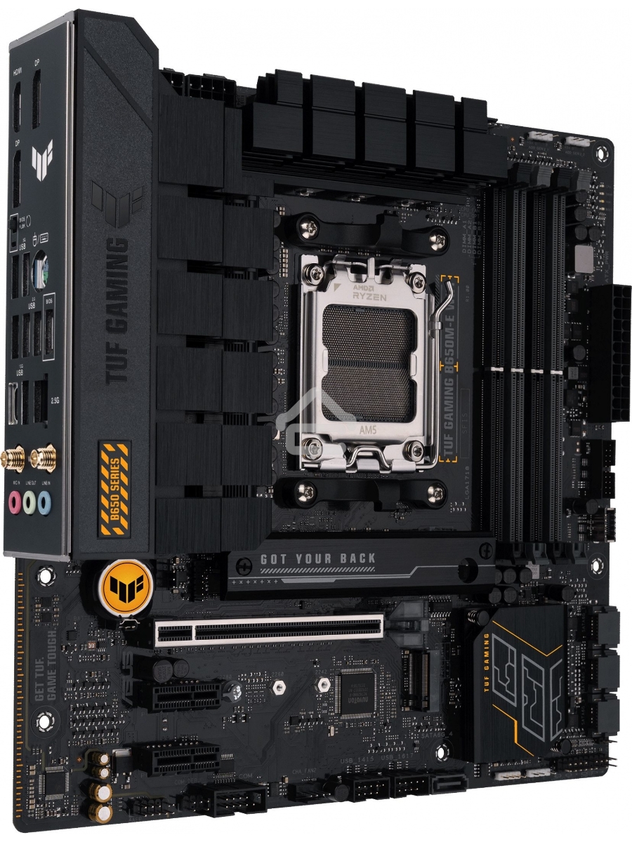 Материнская плата ASUS TUF GAMING B650M-E WIFI, AM5, AMD B650, 4xDDR5, 4xSATA, 2xM.2, 1xPCI-E 4.0 x16, 2xPCI-E x1, 2xDP, 1xHDMI, 1x 2.5Gb LAN, 1xUSB-A 3.2 Gen 2, 2xUSB-A 3.2 Gen 1, 4xUSB 2.0, 1xUSB-C 3.2 Gen 2, 3x3.5 мм, 7.1, Micro-ATX