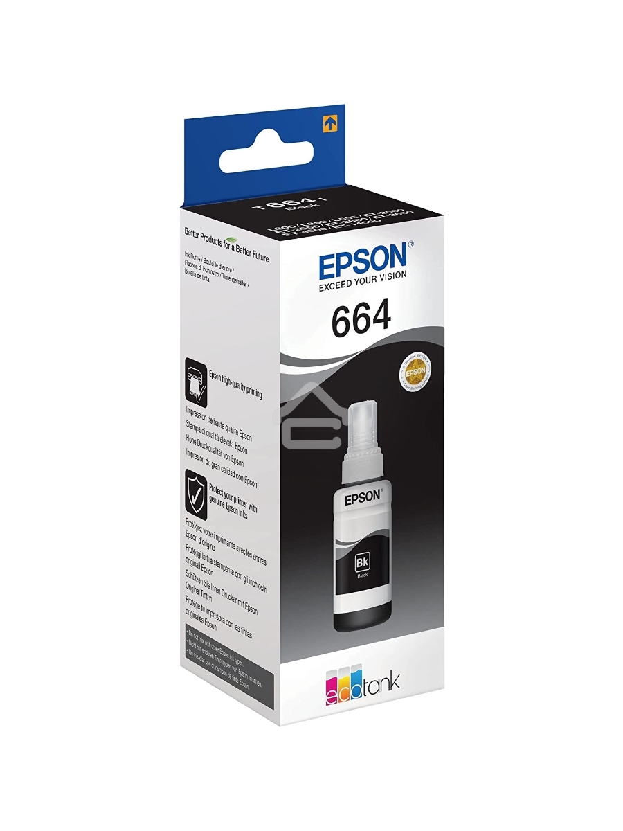 Чернила Epson T6641 (C13T66414A) черный (70 мл.) для L100/L110/L120/L132/ L200/L210/L222/ L300/L312/L350/L355/L362/L366/ L456/L550/L555/L1300