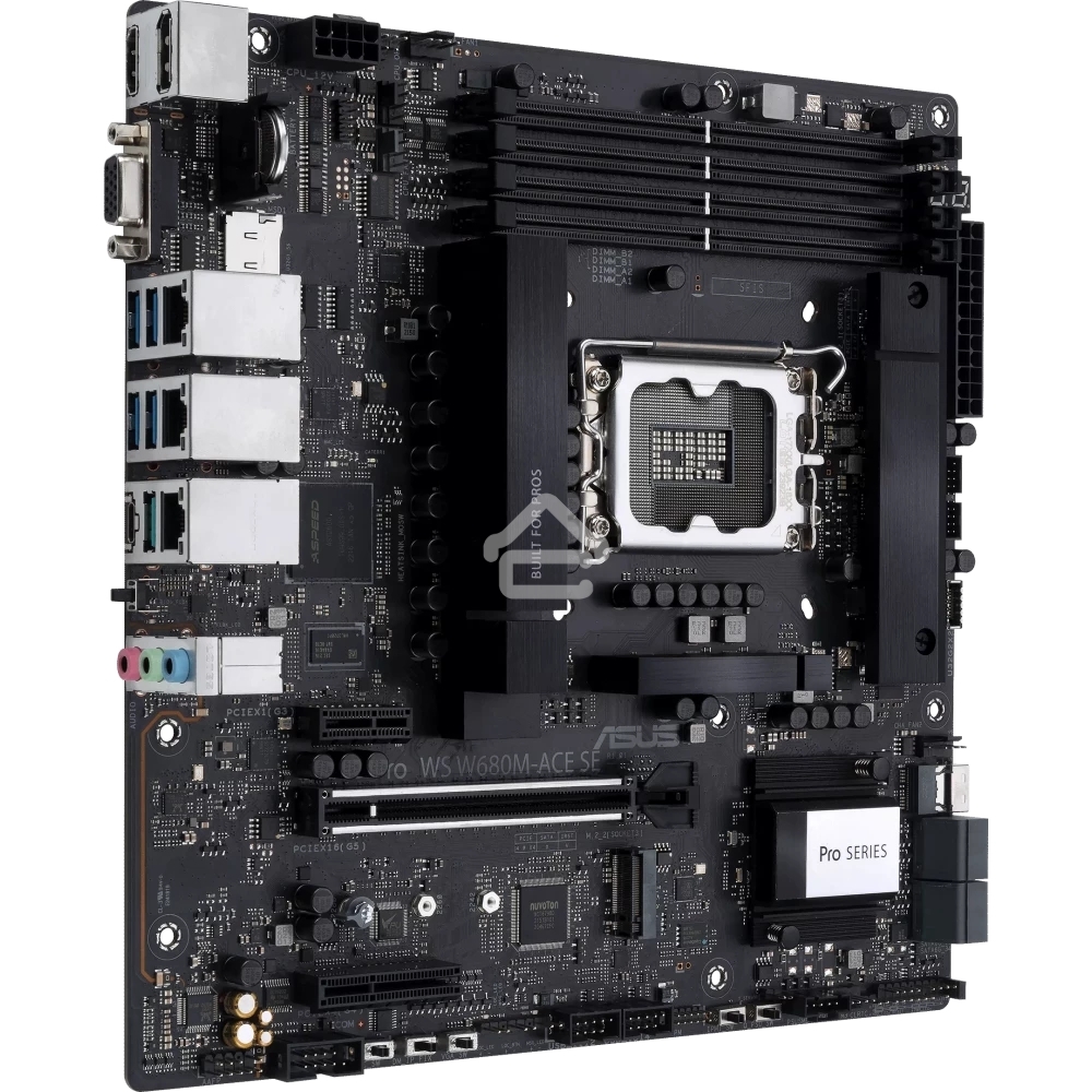 Материнская плата Asus PRO WS W680M-ACE SE, LGA1700, Intel W680, 4xDDR5, 8xSATA, 2xM.2, 1xPCIe 5.0 x16, 1xPCIe 3.0 x4, 1xPCIe 3.0 x1, 1xDP, 1xHDMI, 1xVGA, 3x2.5Gb LAN, 1xUSB-C 10Gbps, 1xUSB-A 10Gbps, 4xUSB-A 5Gbps, 3x3.5 мм, 7.1, mATX