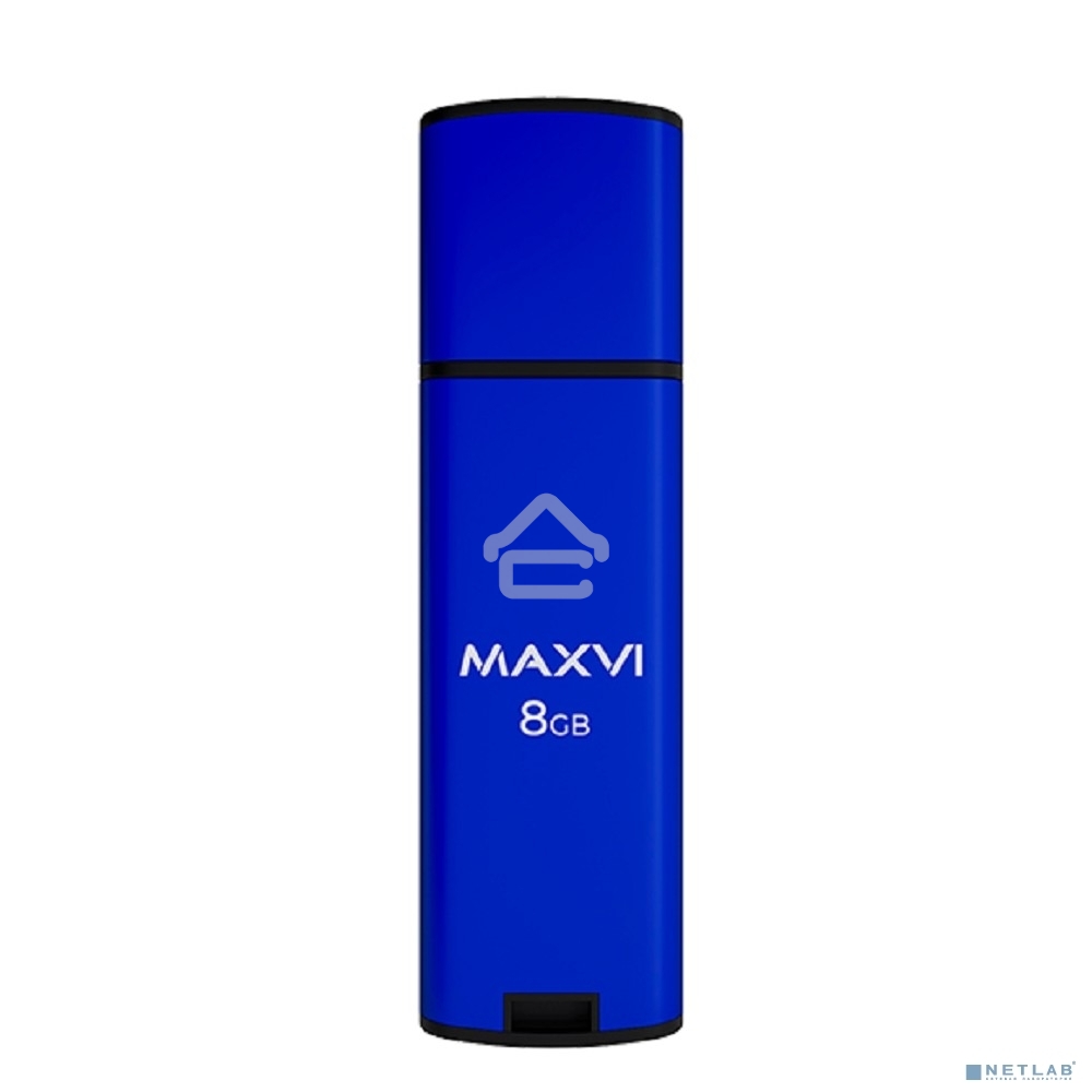 Флешка USB R/W Maxvi MP2 8GB USB 2.0 blue, монолит с колпачком, ABS пластик + металл