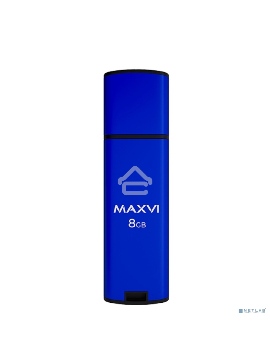 Флеш диск Maxvi MP2 8GB USB 2.0 blue, монолит с колпачком, ABS пластик + металл