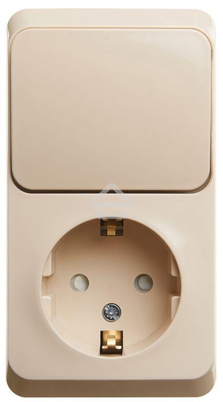 Блок Schneider-electric BPA16-201K ЭТЮД О/У БЛОК: РОЗЕТКА с зазем. со шт. + ВЫКЛЮЧАТЕЛЬ 1-клавиш., КРЕМОВЫЙ, Россия