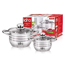 Набор посуды LARA LR02-101 Sonata 4пр. LR02-101 Набор посуды LARA Sonata, 4 пр., (кастр. 2.9л + 4.9л ) стеклян. крышки