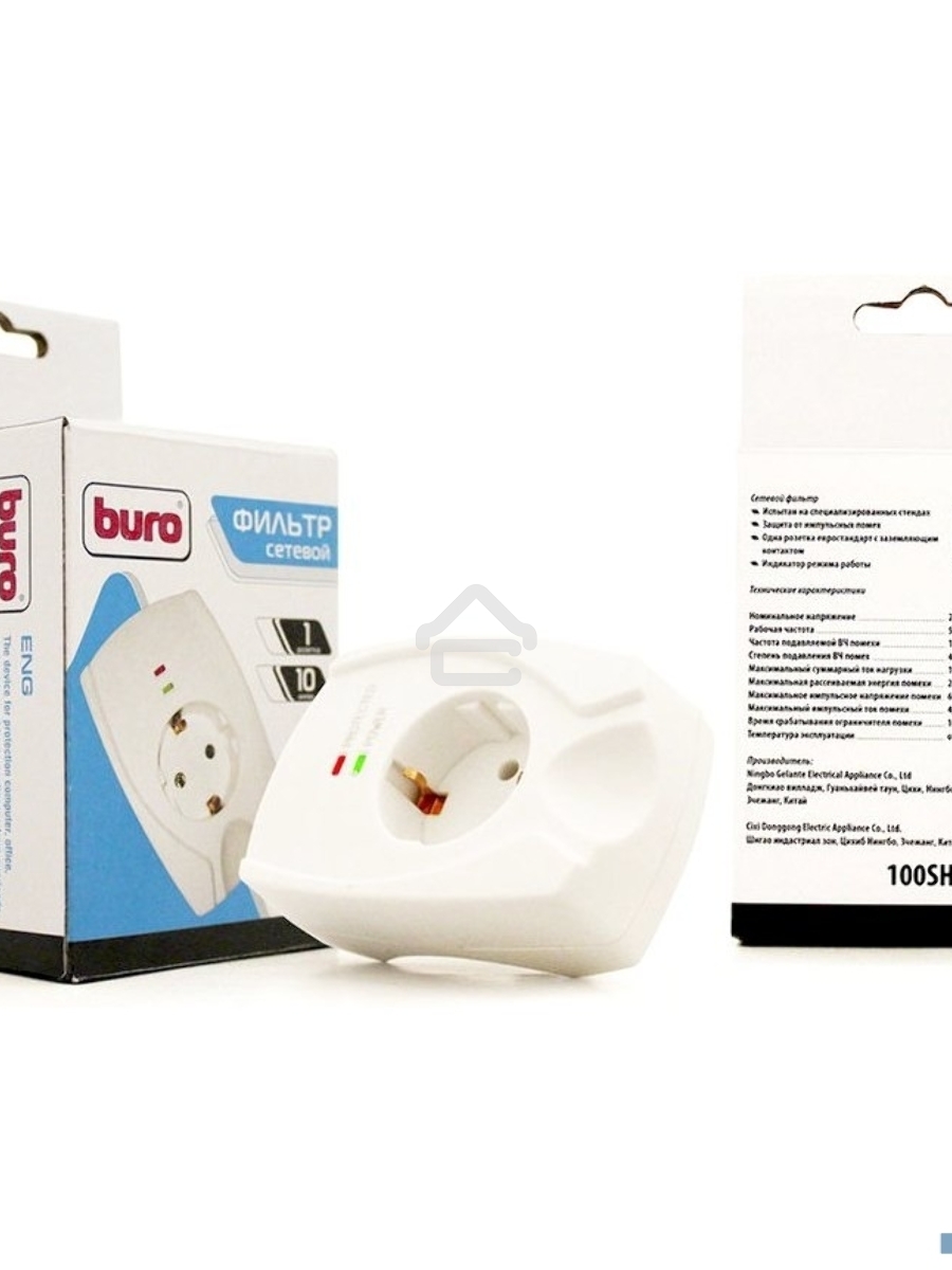 Сетевой фильтр Buro 100SH-Plus-W (1 розетка) белый (коробка)