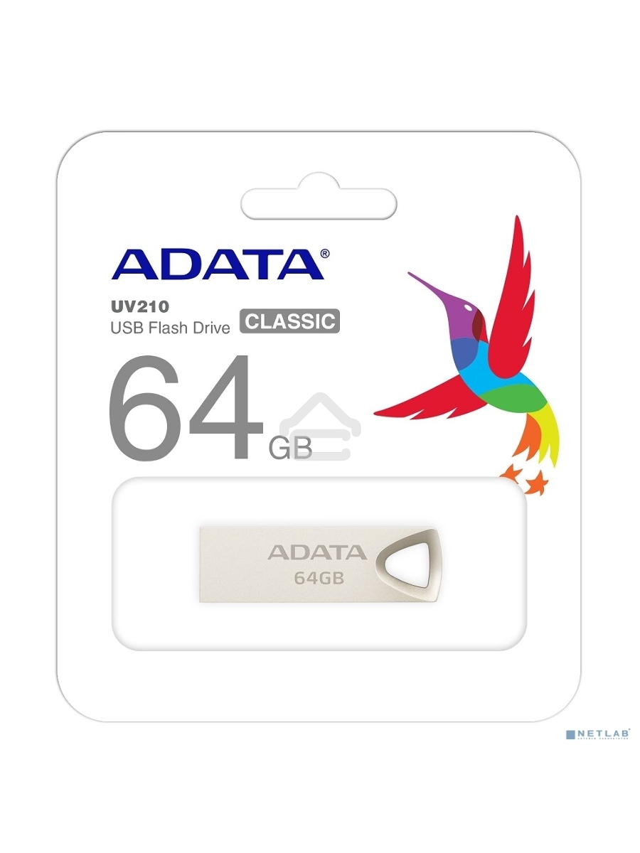 Флеш диск 64GB ADATA UV210, USB 2.0, Металлич. Серебро