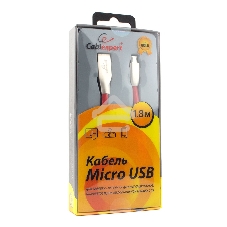 Кабель USB2.0 Cablexpert CC-G-mUSB01R-1.8M, AM/microB, серия Gold, длина 1.8м, красный, блистер