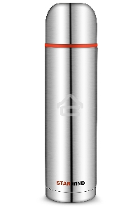 Термос Starwind 20-1200 1.2 л, серебристый/красный, картонная коробка