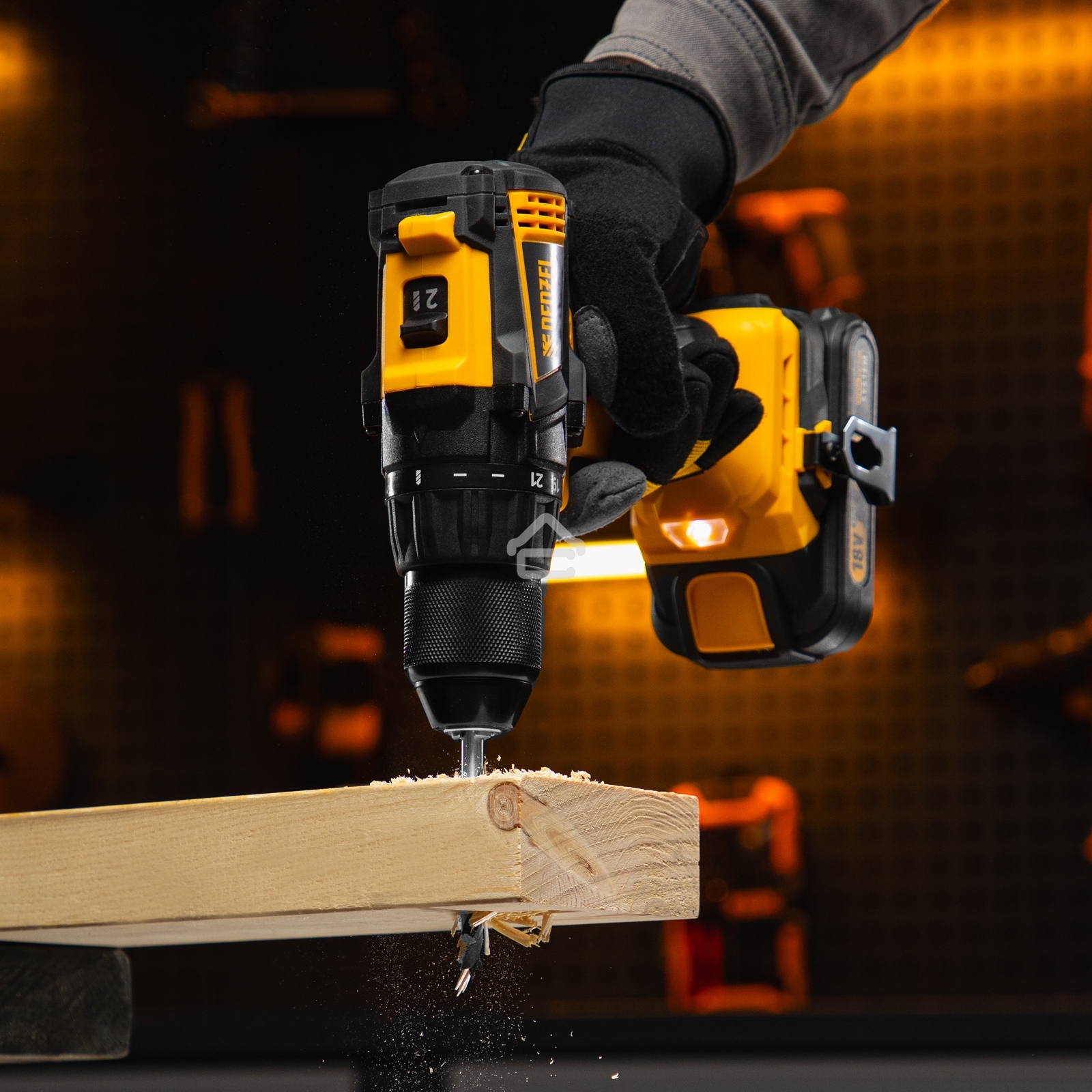 Дрель-шуруповерт Denzel BLDL-IB-18-0, Аккумуляторная, 18В, Без АКБ и ЗУ