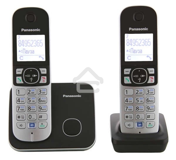 Телефон беспроводной (DECT) Panasonic KX-TG6812RU черный (труб. в компл.:2шт) АОН