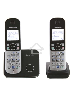 Телефон беспроводной (DECT) Panasonic KX-TG6812RU черный (труб. в компл.:2шт) АОН